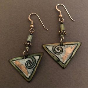 Artisan enamel earrings.